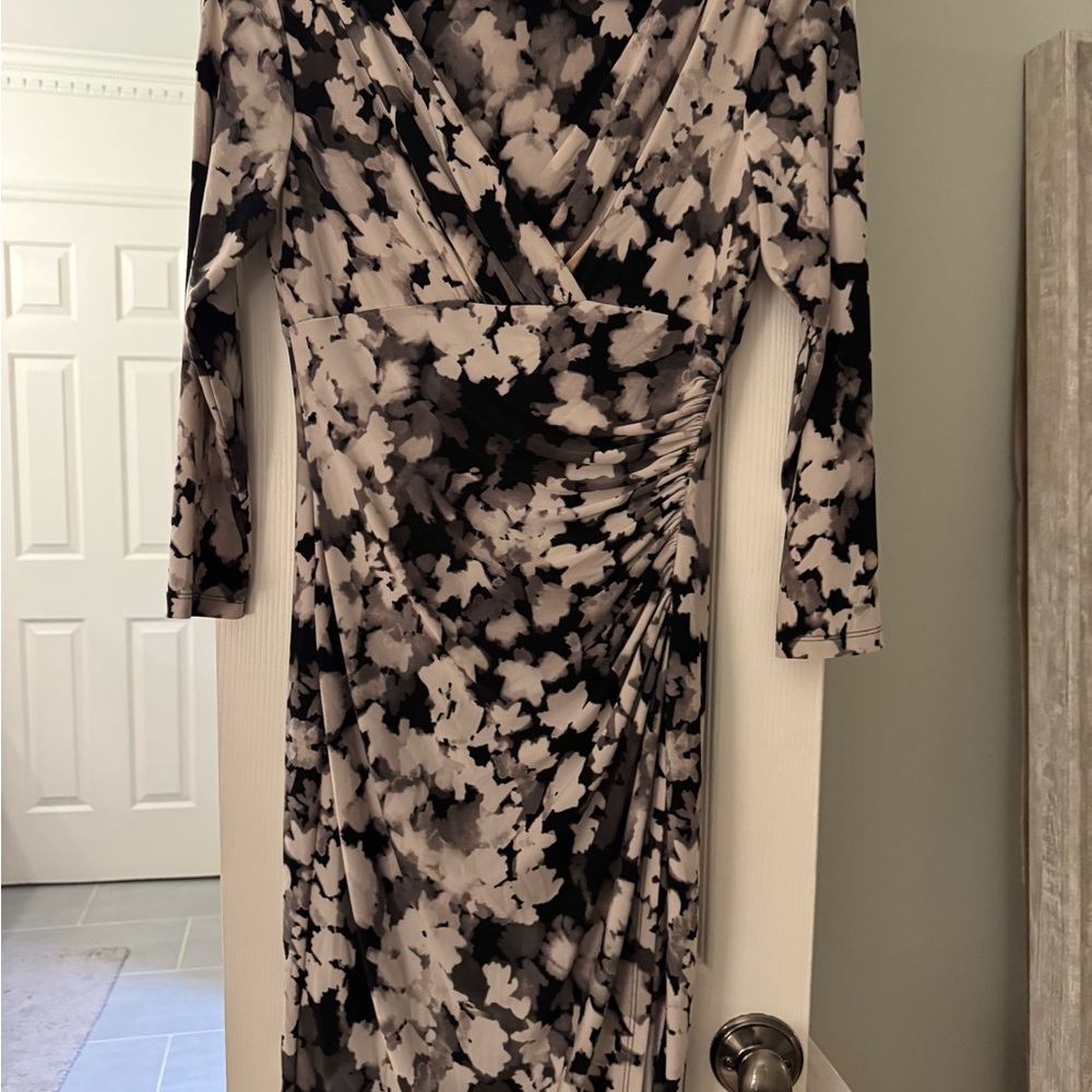 Ralph Lauren Monochrome Floral Long Sleeve Dress